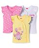 Babyhug 100% Cotton Interlock Knit Frill Sleeves Jhablas With Heart & Polka Dot Print Pack of 3 - Pink Yellow & White