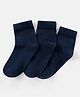 Pine Kids Knit Solid Colour Ankle Length Socks Pack Of 3 - Navy Blue