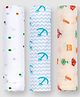 GRASPINGFINGERS 100% Cotton Muslin Multipurpose Swaddle Wrap Pack of 3 Flamingo Polka Dots Circus Theme- Multicolour ( 110x100 Cm)