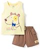 Child World Interlock Knit Sleeveless T-Shirt & Shorts Set With Dog Print - Lemon Yellow