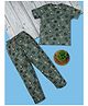 RAINE AND JAINE Cotton Knit Half Sleeves Animals & Vehicles Printed Coordinating Night Suit Set - Green