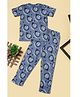 RAINE AND JAINE Cotton Knit Half Sleeves Football Printed Coordinating Night Suit Set - Blue