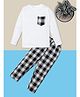 RAINE AND JAINE Cotton Knit Full Sleeves Checked Night Suit Set - Black& White