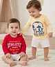 Doodle Poodle 100% Cotton Knit Full Sleeves Striped T-Shirts with Athletic Print Pack of 2 - Red & White