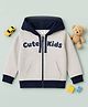 Luke and Lilly Fleece Knit Full Sleeves Cute Kids Text Printed Light Winter Hooded Sweatjacket - Light Grey & Pink