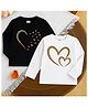 Luke and Lilly Cotton Blend Knit Pack Of 2 Full Sleeves Heart Printed Tees - White & Black