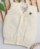 Little Angels Woollen Knit Sleeveless Floral Embroidered Sweater - Cream