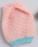 Little Angels Woollen Knit Colour Blocked Cap - Pink & Green - Circumference 26 Cm