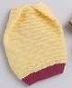 Little Angels Woollen Knit Colour Blocked Cap - Yellow & Wine - Circumference 26 Cm