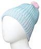 Little Angels Woollen Knit Pom Pom Embellished Beanie Cap - Green - Circumference 35 Cm
