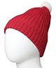 Little Angels Woollen Knit Pom Pom Embellished Beanie Cap - Red - Circumference 35 Cm