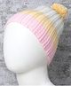 Little Angels Woollen Knit Colour Blocked Beanie Cap - Yellow & Pink - Circumference 30 Cm