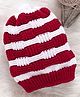 Little Angels Woollen Knit Self Designed Beanie Cap - Red & White - Circumference 26 Cm