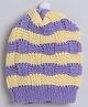 Little Angels Woollen Knit Self Designed Beanie Cap - Violet & Yellow - Circumference 26 Cm