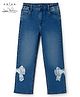 Arias Denim Woven Full Length Jeans With Bow Applique - Blue
