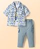 WOW Clothes Knitted Full Sleeves Car Printed Shirt & Pant Set with Inner Tee - Lemon