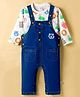 WOW Clothes Knitted Dungaree with Animal Printed Full Sleeves Inner Tee - Blue