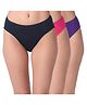 Adira Cotton Knit Pack Of 3 Solid Period Hipster Panties - Navy Blue Dark Pink & Purple