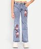 Nino Togs Denim Woven Floral Embroidered Stretchable Jeans  - Medium Blue