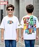 Primo Gino Marvel Single Jersey Knit Drop Shoulder Half Sleeves T-Shirt with Front & Back Marvel Graphic- White
