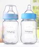 Babyhug GentleFlow Wide Neck Feeding Bottles Set of 2 - 120ml Each Blue|Heat-Resistant Borosilicate Glass| Anti-Colic Silicone Nipple|Leak-Proof|Microwave and Sterilizer Safe| BPA Free|Measuring Scale
