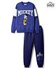 Primo Gino Disney Terry Knit Full Sleeves Sweatshirt & Track Pant Set with Mickey Mouse Graphic - Blue