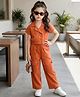 OLLINGTON ST. Woven Half Sleeves Top & Rayon Twill Culottes Co-ords Set - Rust Orange
