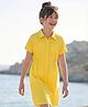 Pine Kids Cotton Woven Half Sleeves Solid Shirt Style Frock - Yellow
