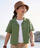 Pine Kids Cotton Woven Half Sleeves Solid Color Top & Inner Tee - Olive Green