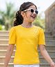 Pine Kids Cotton Lycra Knit Half Sleeves Top with Pearl Detailing - Yellow