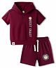CUCUMBER Sinker Knit Half Sleeves Hooded T-Shirt & Shorts Set with Text Print - Maroon