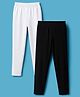 Pine Kids Cotton Lycra Knit Full Length Solid Leggings Pack of 2 - Black & White