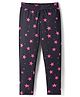 Pine Kids Cotton Lycra Knit Full Length Leggings With Star Print - Black