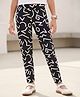 Pine Kids Cotton Lycra Knit Full Length Printed Leggings - Black