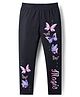 Pine Kids Cotton Lycra Knit Full Length Leggings With Butterfly Print - Black