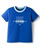 UCB Woven Half Sleeves T-Shirt With Text Print - Blue