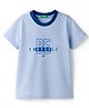 UCB Woven Half Sleeves T-Shirt With Text Print - Light Blue