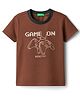 UCB Woven Half Sleeves T-Shirt With Text Print - Brown
