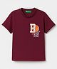 UCB Woven Half Sleeves T-Shirt With Basketball Print - Wine