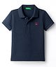 UCB Woven Half Sleeves Solid Colour Polo T-Shirt - Navy Blue