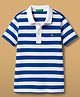 UCB Woven Half Sleeves Polo T-Shirt With Stripes - Blue