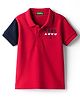 UCB Woven Half Sleeves Polo T-Shirt With Text Print - Red