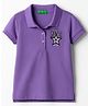 UCB Woven Half Sleeves Polo T-Shirt With Text Print - Purple