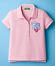 UCB Woven Half Sleeves Polo T-Shirt With Text Embroidery - Pink