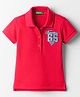 UCB Woven Half Sleeves Polo T-Shirt With Text Embroidery - Coral