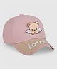 DukieKooky Cotton Bear Patch Detailed Lovely Text Designed Baseball Cap - Pink - Circumference 54 Cms