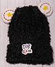 DukieKooky Tere Wool Teddy Patch Detailed Beanie Cap - Black - Circumference 34 Cms