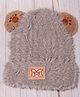 DukieKooky Tere Wool Teddy Patch Detailed Beanie Cap - Grey - Circumference 38 Cms
