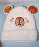 DukieKooky Tere Wool Teddy Bear Designed Beanie Cap - Cream - Circumference - 36 Cms