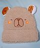 DukieKooky Tere Wool Teddy Bear Designed Beanie Cap - Brown - Circumference - 36 Cms